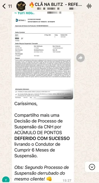 Print de WhatsApp: primeira vitória no nicho
