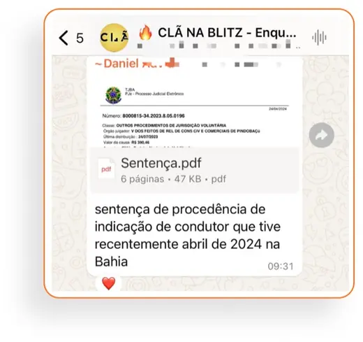 Print de WhatsApp: multa cancelada