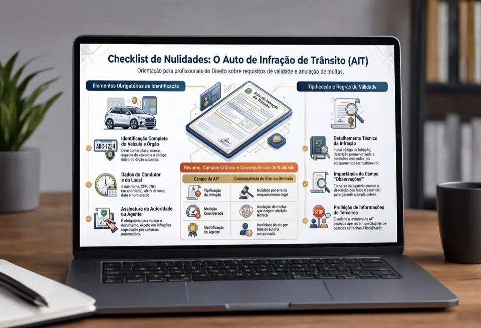 Checklist de Nulidades do Auto de Infração de Trânsito em infográfico