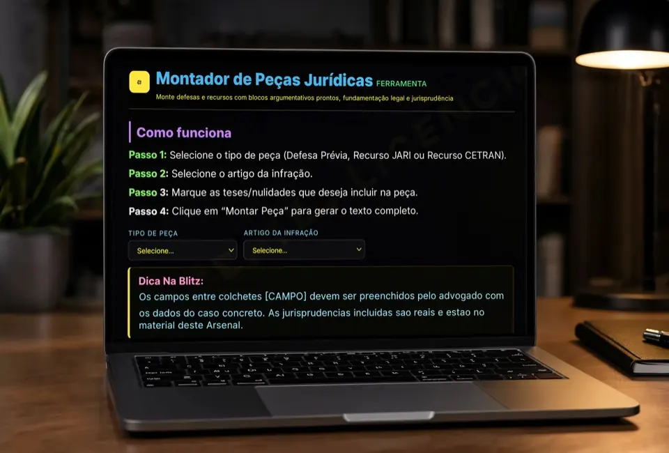 Montador de Peças Jurídicas: ferramenta que monta defesas e recursos com blocos prontos